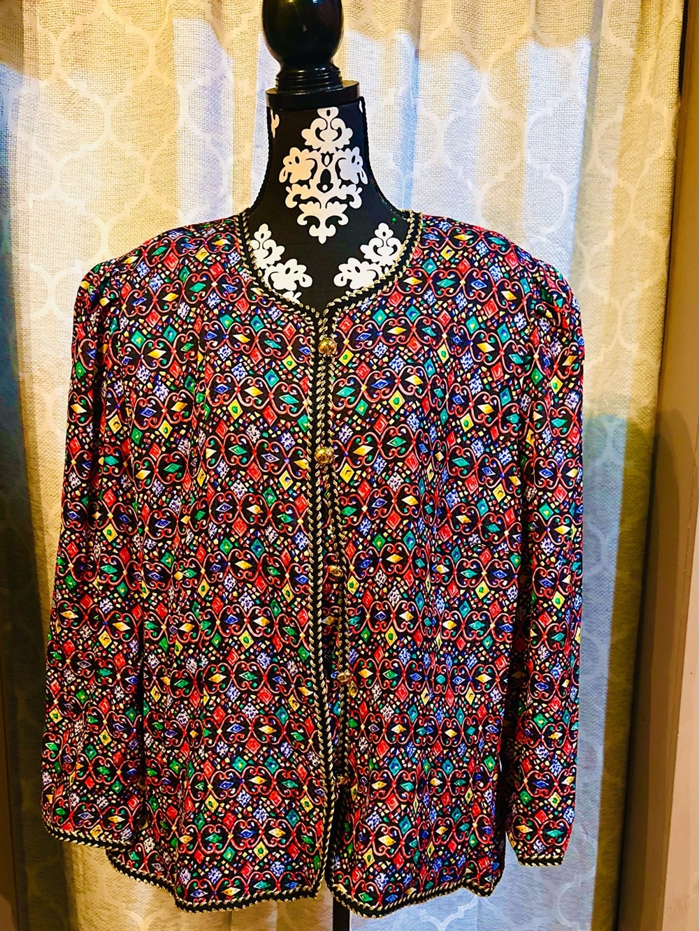Rare Vintage 80s/90s Maggy London Silk Jewel tone blazer jacket plus sz 24 (2X)